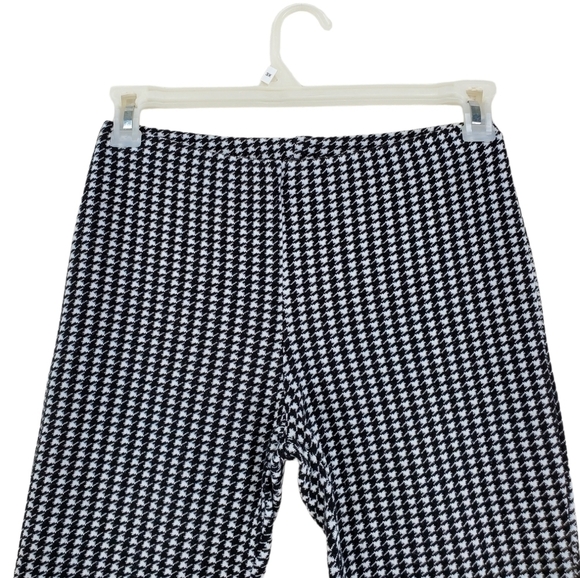 Vtg Y2K Jump Apparel Pant S 25-27x31 Houndstooth Black White Flare Pull-On USA - Picture 3 of 9